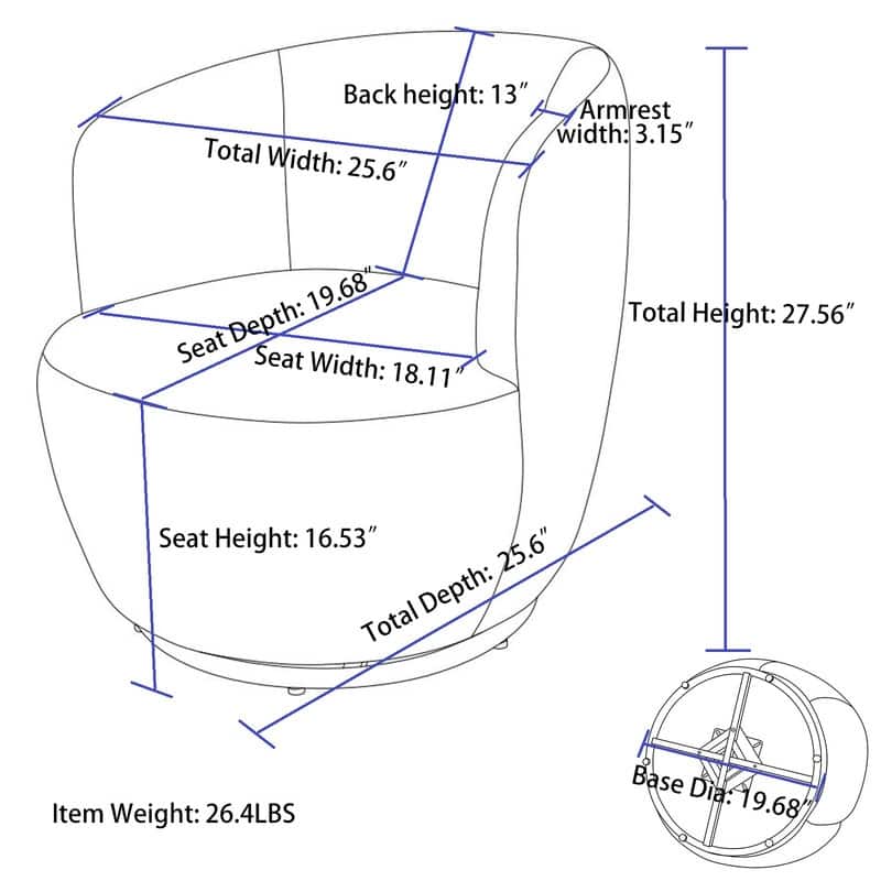 Swivel Barrel Chair,Teddy Fabric Upholstered Modern Round Accent Arm Chairs