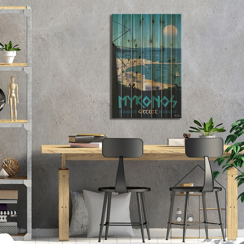 Mykonos Print On Wood by IdeaStorm Studios - Multi-Color