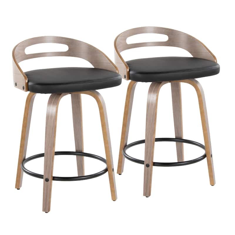 Carson Carrington Sadie 24" Fixed-Height Counter Stool with Bent Wood Legs & Round Footrest (Set of 2)