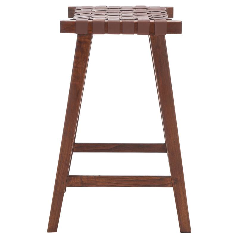 SAFAVIEH Remzija 30-inch Woven Leather Rectangle Bar Stool - 20" W x 19" D x 30" H