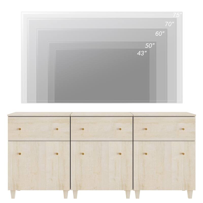 WAMPAT Modern TV Cabinet Stand with Drawers and Door