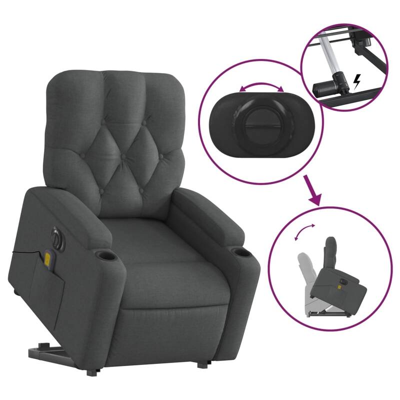 vidaXL Stand up Massage Recliner Chair Power Lift Wingback Armchair Fabric