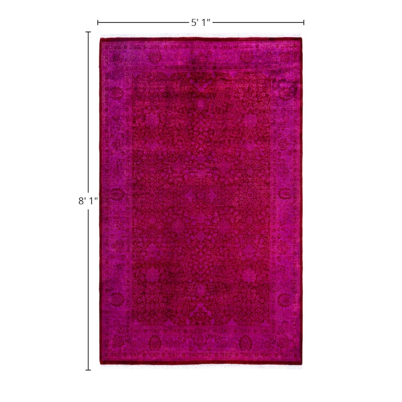 Overdyed One-of-a-Kind Hand-Knotted Area Rug - Red - 5' 1" x 8' 1"