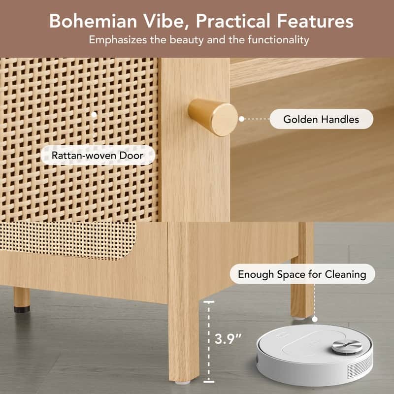 Spruce & Spring 62" Bohemian TV Stand Modern Media Console Entertainment Center