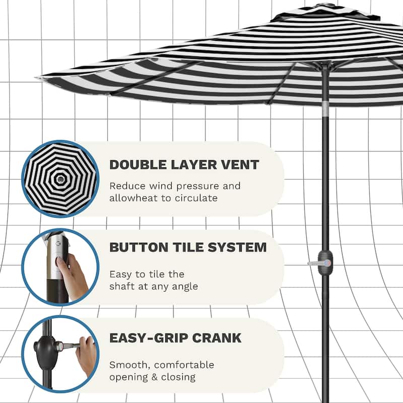 Patiowell 9 FT Outdoor Patio Umbrella, Outdoor Table Umbrella, Yard Umbrella, Market Umbrella with Push Button Tilt and Crank