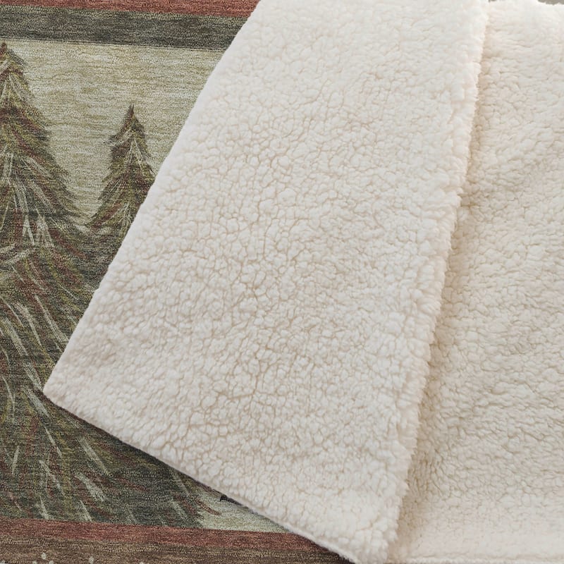 Premium Machine Washable ASB141 Bear Moose Sherpa Throw Blanket