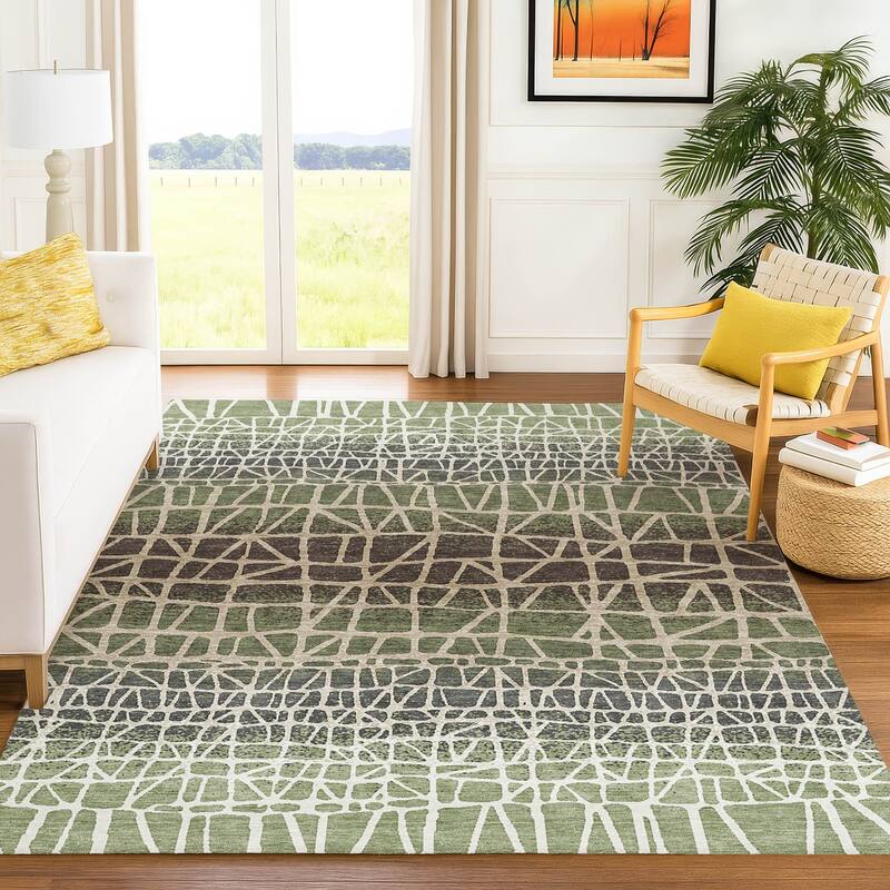 Machine Washable Indoor/ Outdoor Boho Global Chantille Rug
