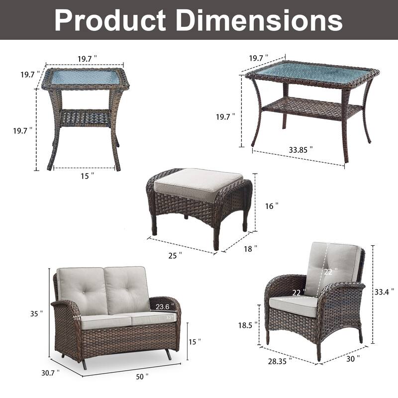 Gymojoy Outdoor Wicker Patio Furniture Loveseat Glider & Chair Set