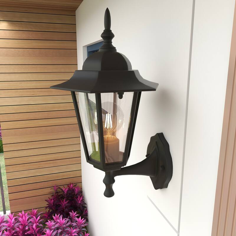 1-Outdoor Wall Lantern Waterproof Sconce Light Fixture for Patio Yard - Black