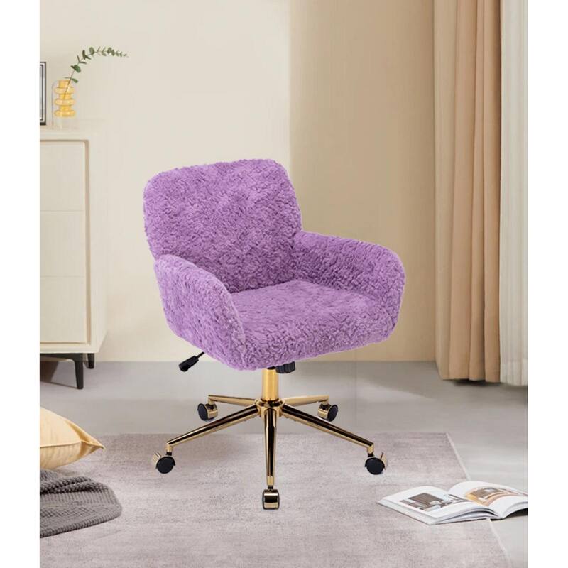 Artificial Wool Office Chair Adjustable Height - Violet