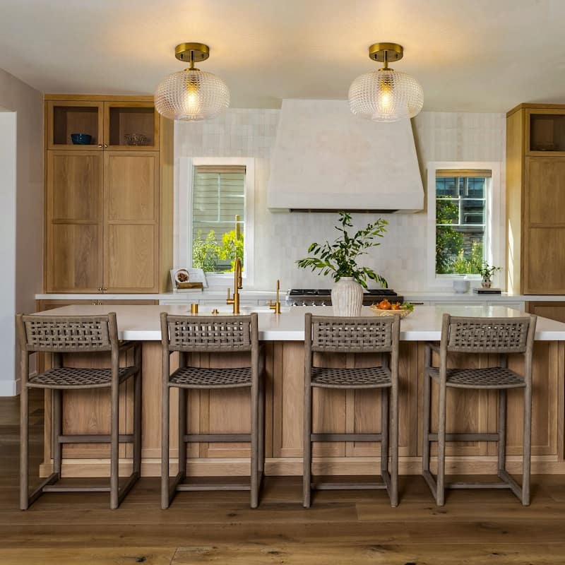 1-Light 9.84'' Globe Semi Flush Mount with Prismatic Glass