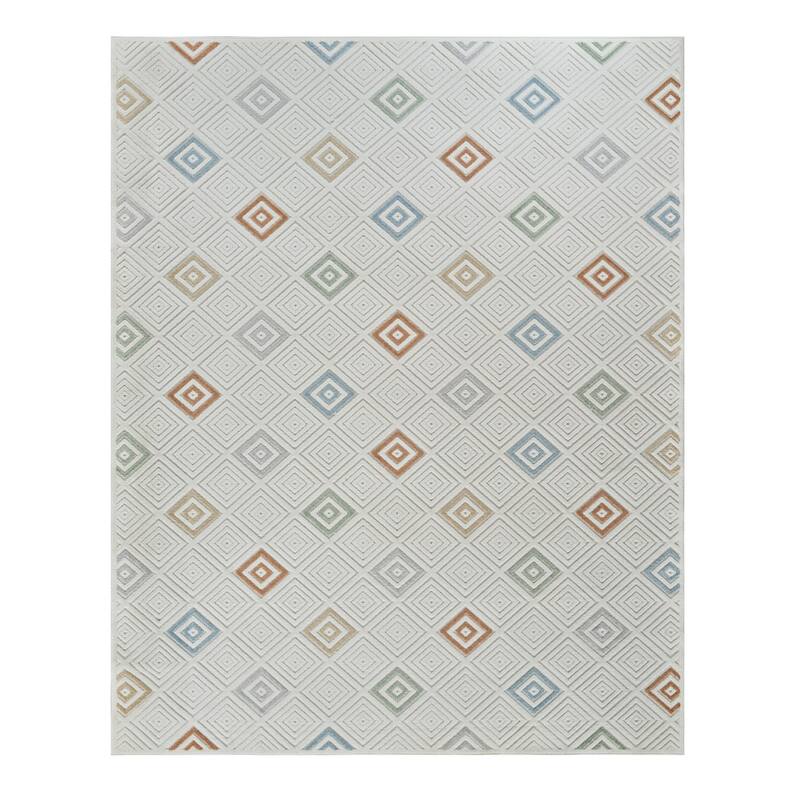 Elto Modern Geometric Weather Resistant Trendy Modern Outdoor Rug
