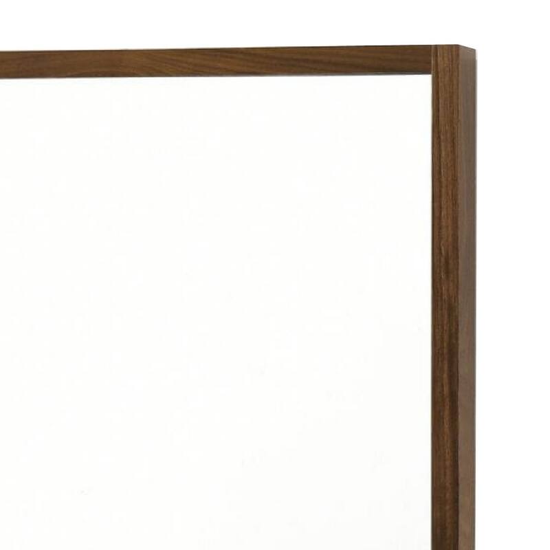 Noe 40 Inch Modern Wall Mirror, Sleek Wood Frame, Walnut Veneer