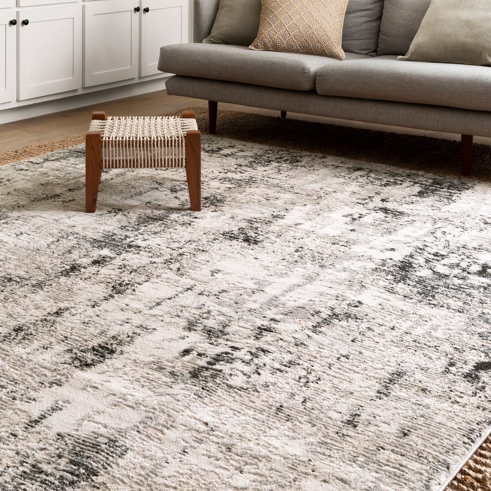 Alexander Home Keara Abstract Marble Distressed Contemporary Rug