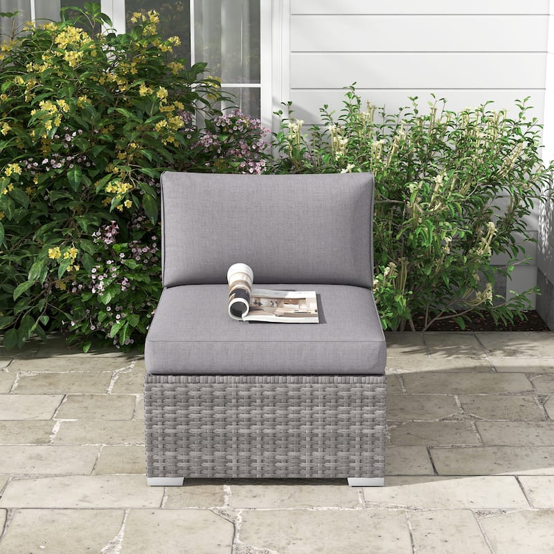 Outdoor Wicker Single Sofa Without Armrests - Grey