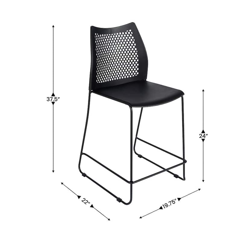 Stackable Sled Base Counterstool with Vented Back and Integrated Footrest - 19.75"W x 22"D x 37.5"H