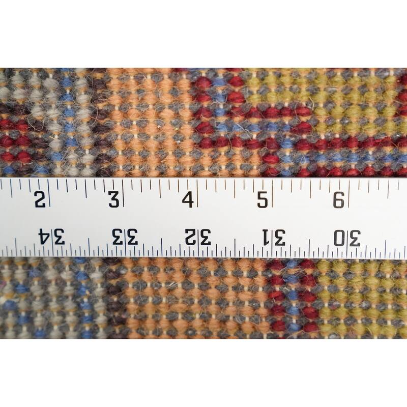 Hand Knotted Oriental 100% Wool Carpet Traditional Geometric Oranges & Rust Kazak Runner Rug - 8' 0'' X 2' 6''