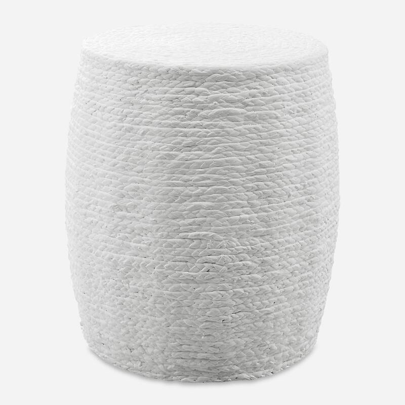 Straw Braided Accent Stool - 18.5" - White