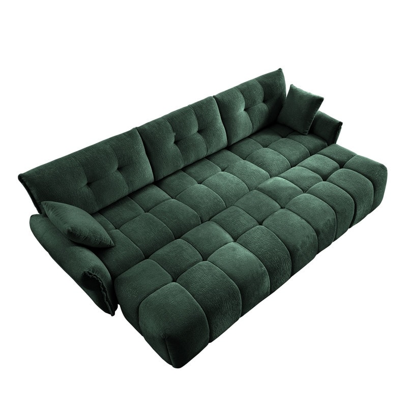 110.2" Chenille Three Seater Upholstered Sofa, 3 Ottoman