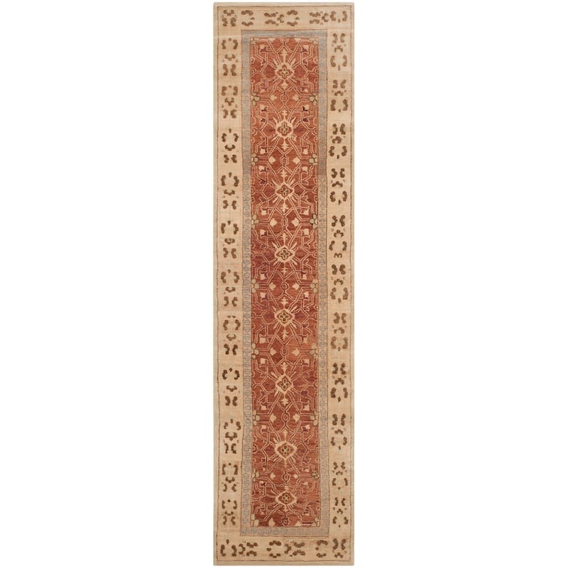 SAFAVIEH Couture Hand-knotted Yuiko Gundeline Traditional Oriental Wool Rug - 2'6" x 10' Runner - Rose/Ivory