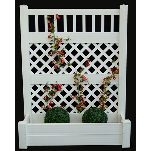 Primrose White Vinyl Trellis Planter