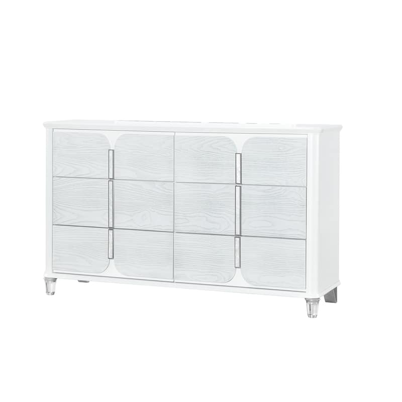 HomeRoots 63" Gray Wood Six Drawer Double Dresser