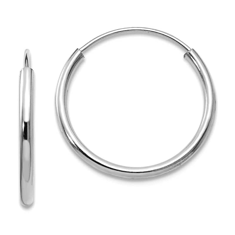Curata 14k Yellow or White Gold 1.25mm Polished Seamless Endless Hoop Earrings for Children