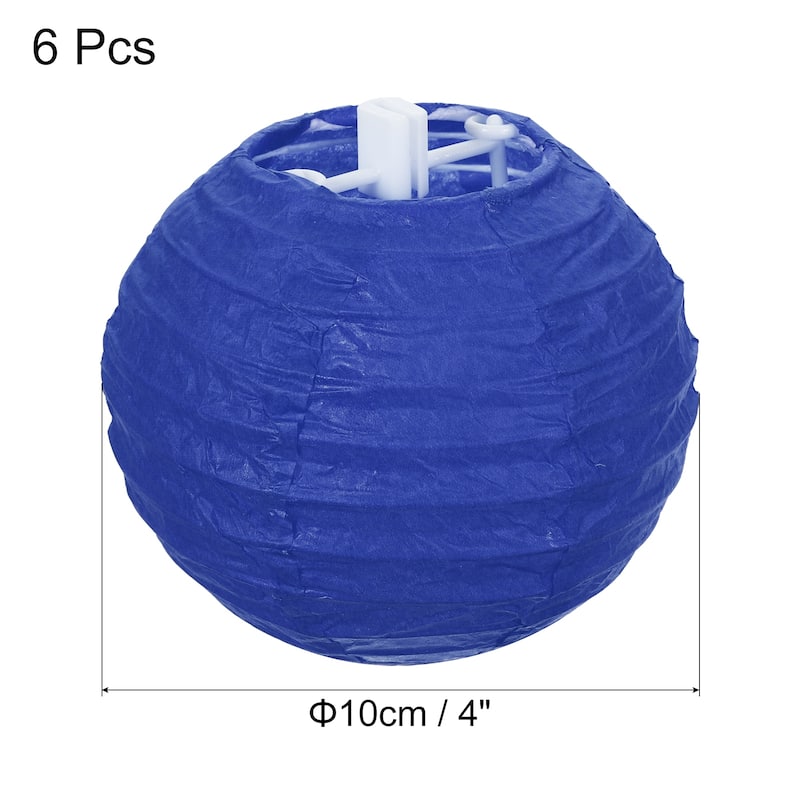 6pcs 4 Inch Folding Hanging Paper Lanterns for Wedding Home Party - Blue