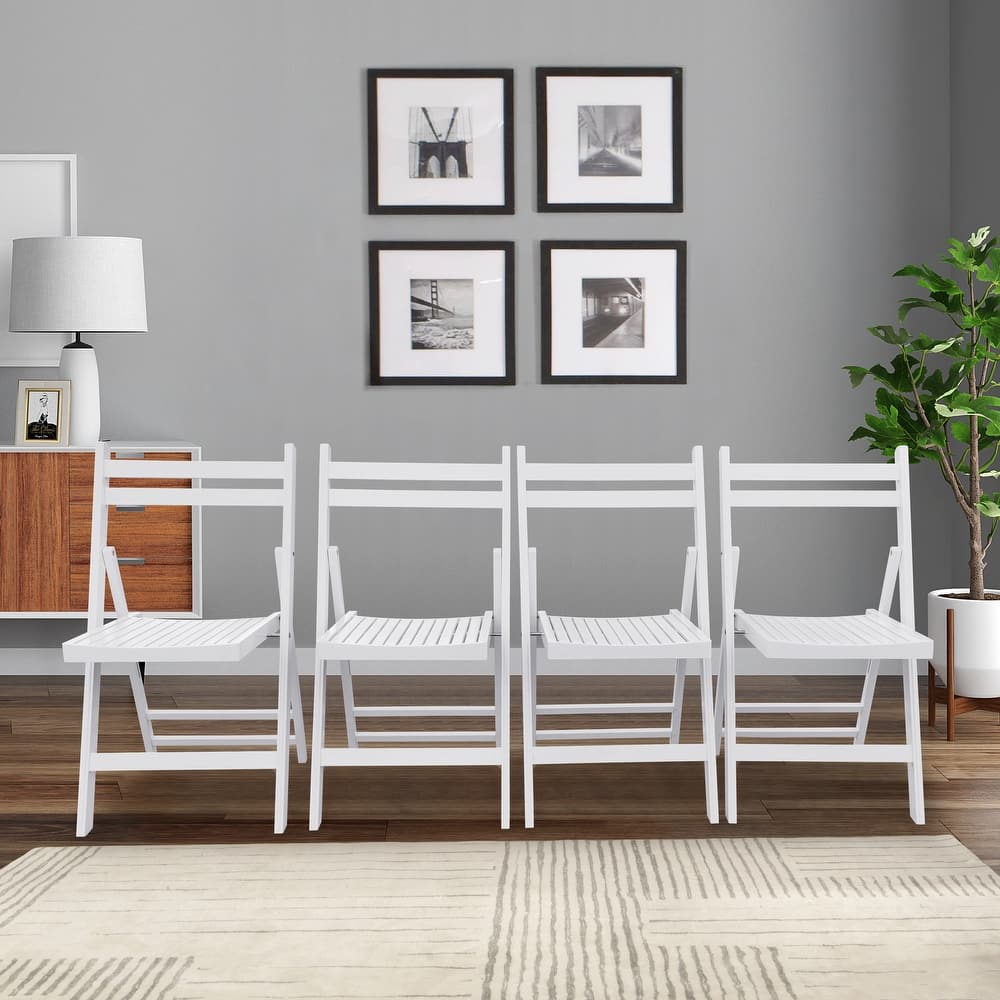 4 Piece Wooden Outdoor Foldable Chair Set, Waterproof, Anti-uv for Patios, Balconies & Gardens