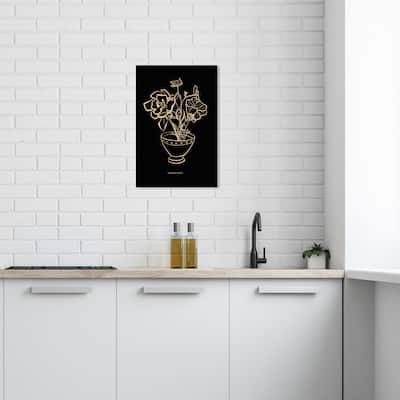 Wynwood Studio Canvas Floral and Botanical Modern Art Flowers II Black and Modern & Contemporary Wall Art Canvas Print