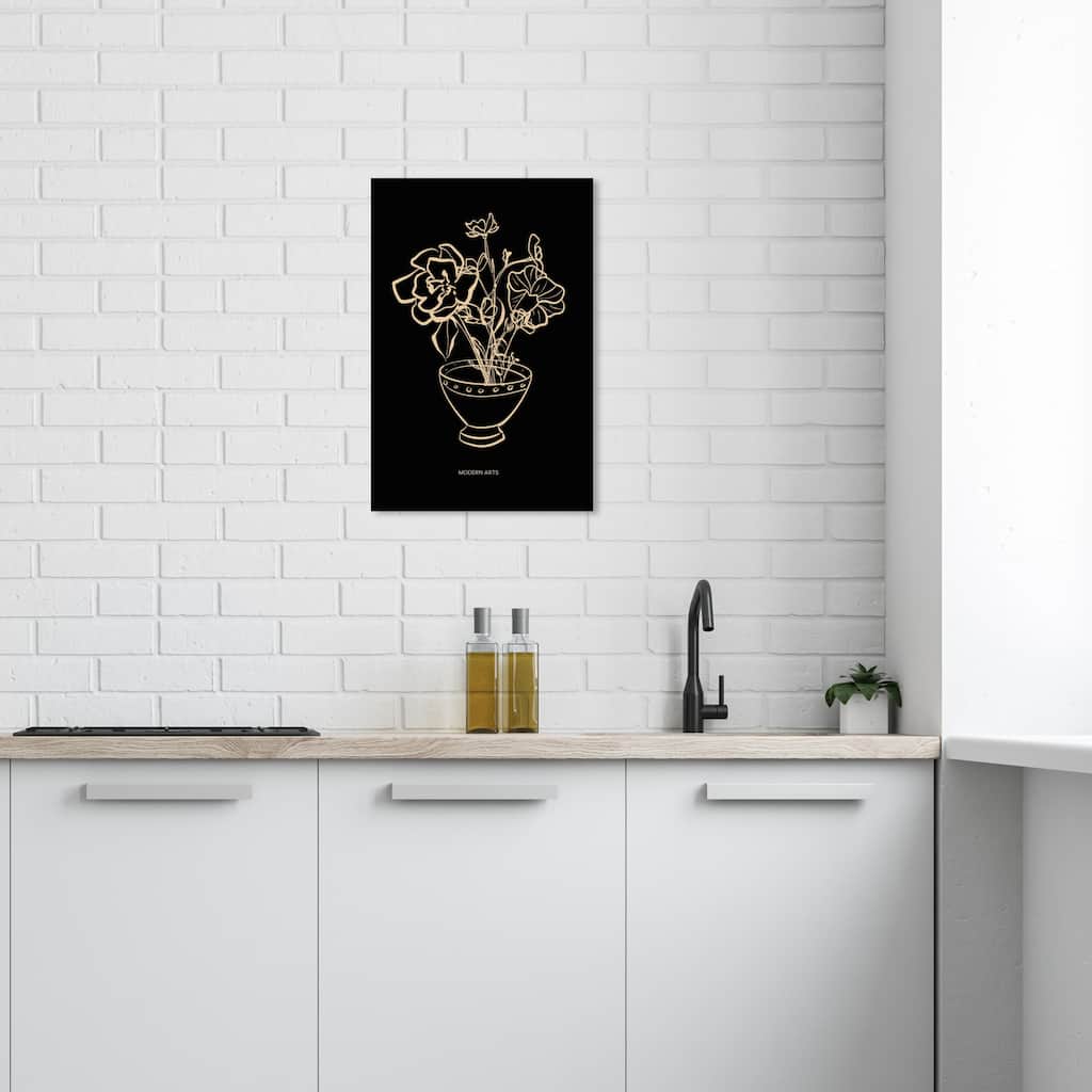 Wynwood Studio Canvas Floral and Botanical Modern Art Flowers II Black and Modern & Contemporary Wall Art Canvas Print