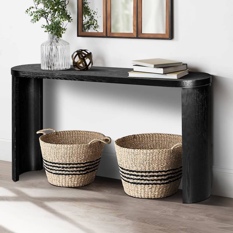Roomfitters 60" Extra Long Console Table, Thick Top Entryway Table with Reversible Curved Legs