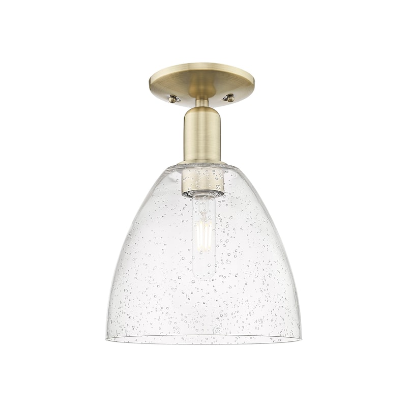 Innovations Lighting 716-1C-13-9 Bristol Semi-Flush Bristol 9" Wide - Antique Brass / Seedy