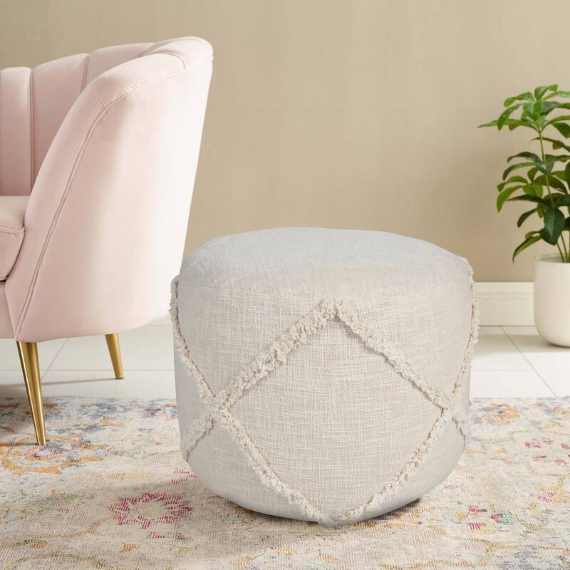 Sevita Solid Textured Decorative Diamond Pouf Ottoman