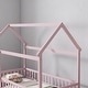 preview thumbnail 10 of 36, Twin / Full Size Wooden House Bed with Fence and Roof bed Frame, Montessori Style Floor Bed for Kids