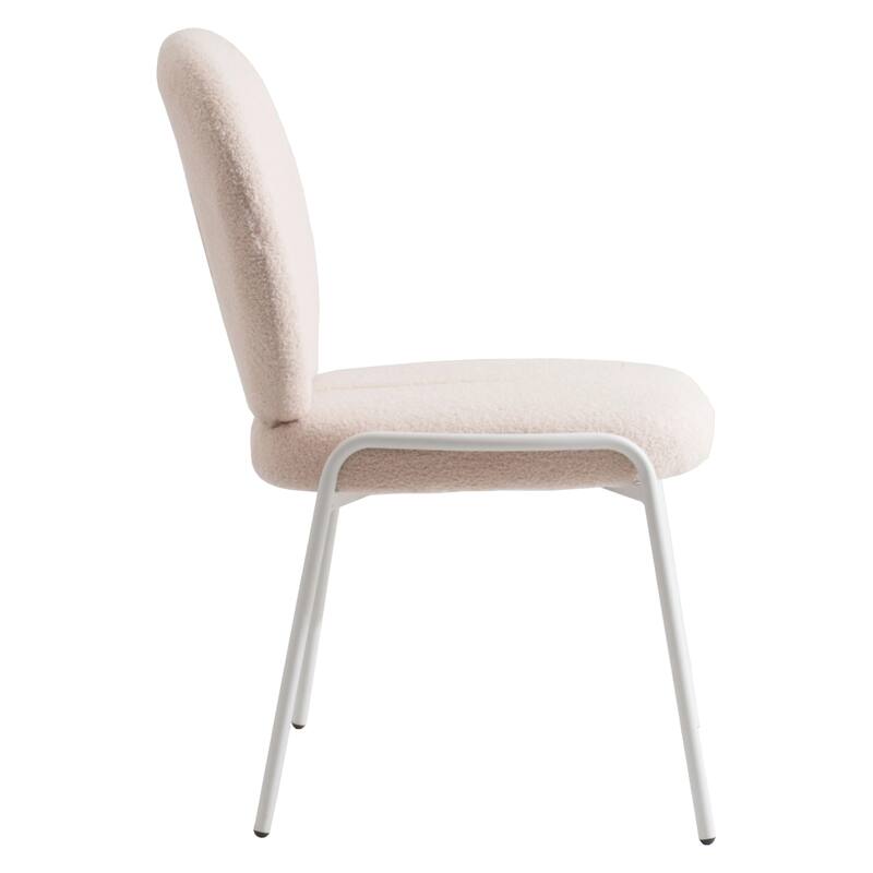 Celestial Modern Boucle Dining Chairs - Upholstered Accent Side Chairs with White Powder-Coated Iron Frame Set of 4