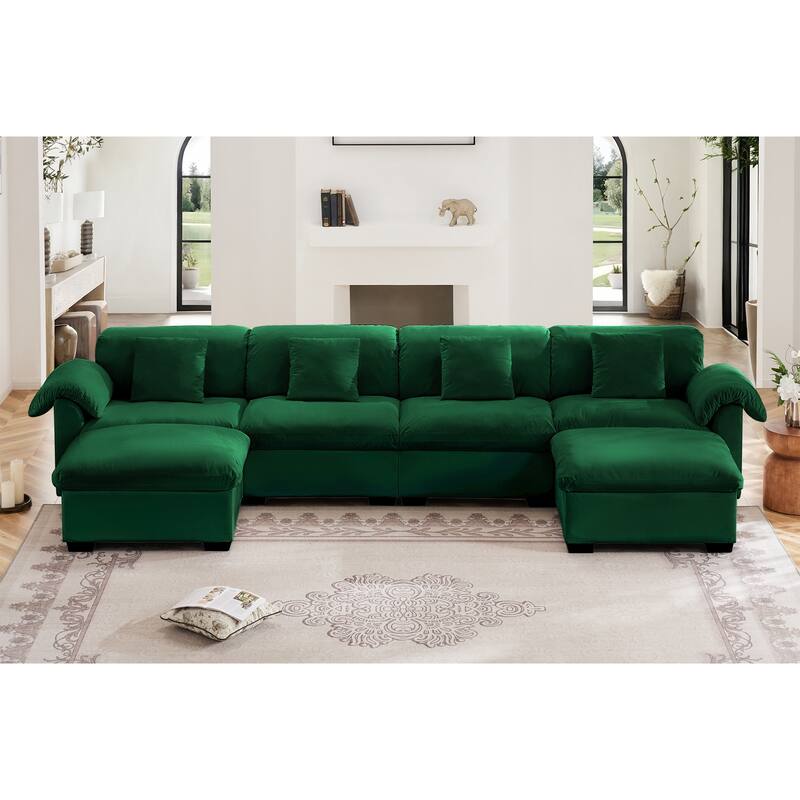 Velvet Fabric Modular Cloud Couch with Storage Seat,Free Combination