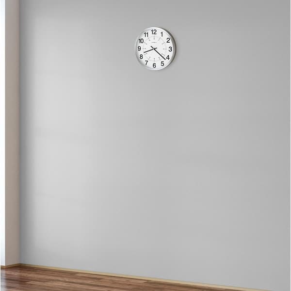 slide 3 of 2, Howard Miller Easton Classic, Modern, Transitional Wall Clock with Large Numbers, Reloj De Pared Silver