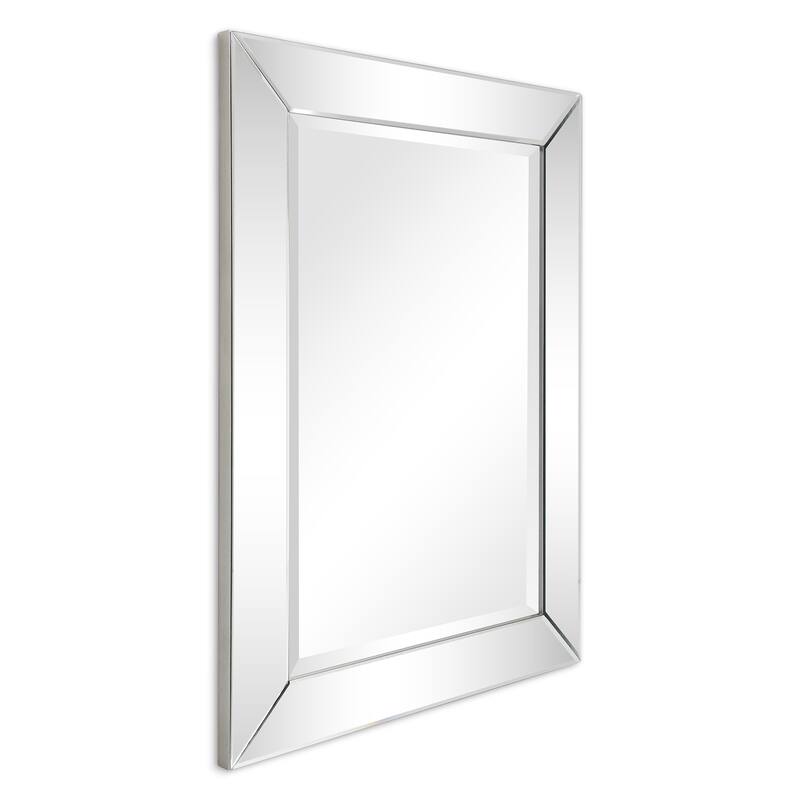 Modern Beveled Rectangular Wall Mirror,Bathroom,Bedroom,Living Room,Ready to Hang - 30 in. x 1.24 in. x 40 in.