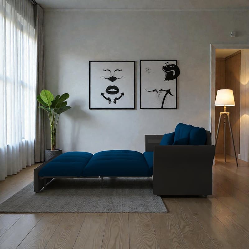 74.8 Inch Queen Pull Out Sofa Bed, 3 in 1 Convertible Velvet Sleeper Loveseat with Tufted Cushions