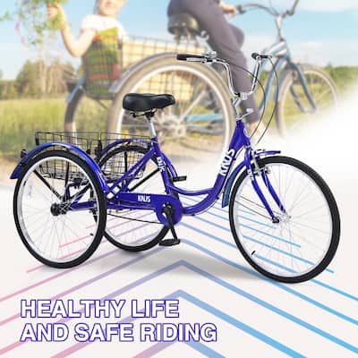 26 in. Adult Tricycle Bike with Large Shopping Basket for Women and Men