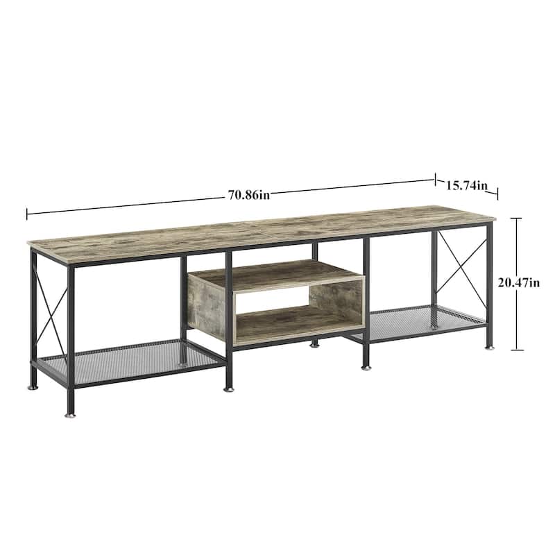 VECELO Large TV Console and TV Cabinet Industrial Entertainment Center for TVs up to 77, TV Stand