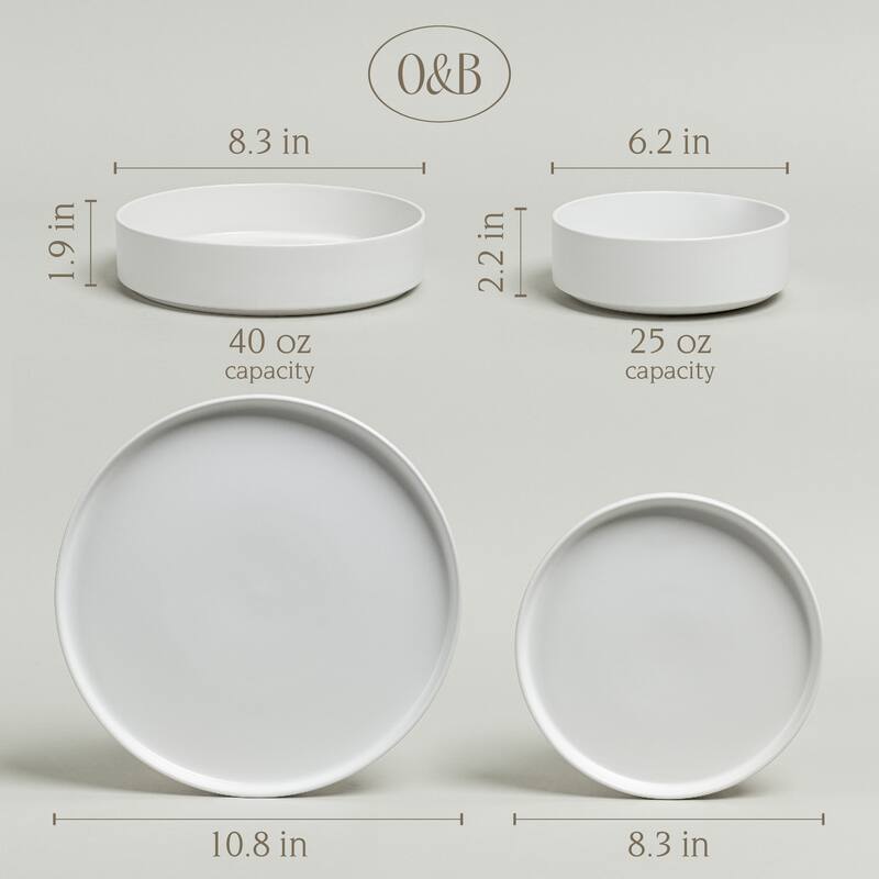 over&back Stackable Semi-Matte Stoneware Dinnerware