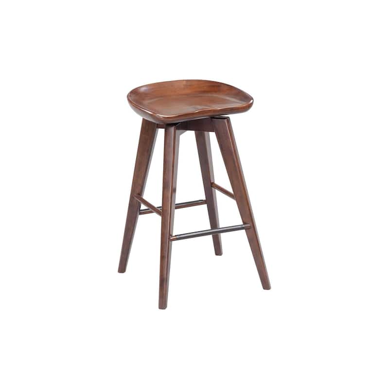 Bali Backless Wood Swivel Indoor Barstool - N/A