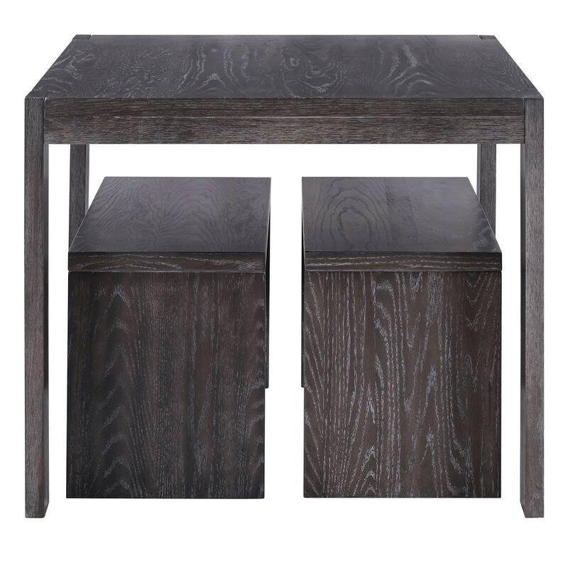 3-piece Farmhouse Style Simple Dining Set, Dining Table and 2 Benches, for Dining Room, Kitchen and Living Room