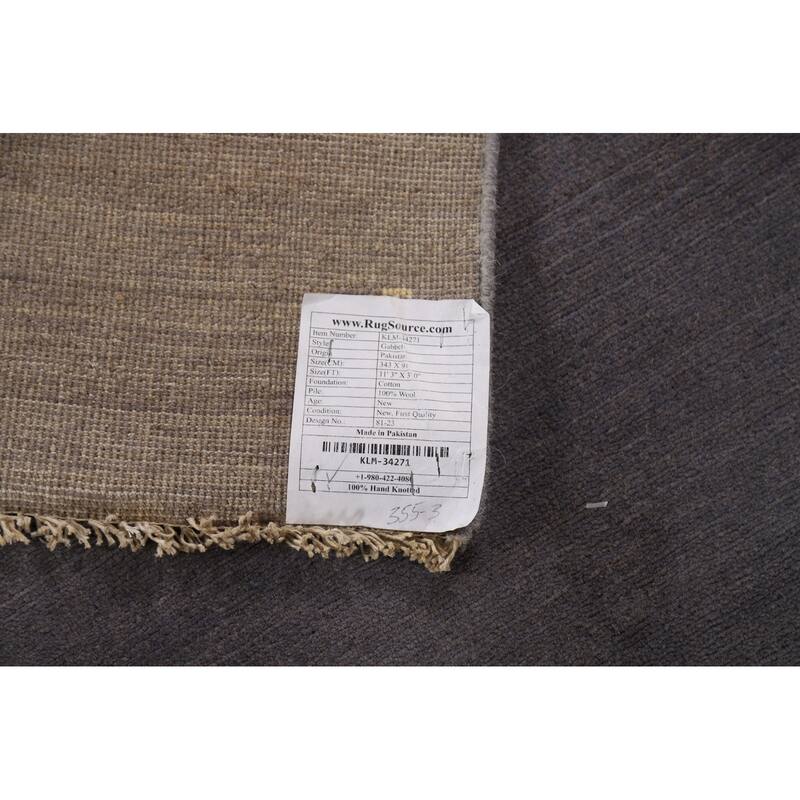 Gray Blue Modern Gabbeh Oriental Runner Rug Handmade Wool Carpet - 3'0"x 11'3"