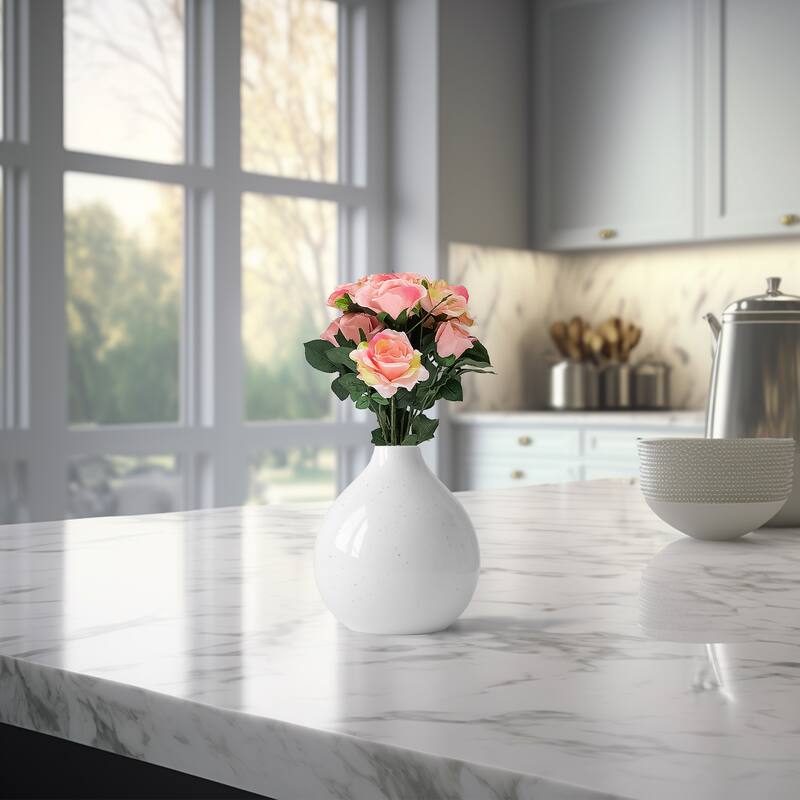 Rose Artificial Floral Bush Spray- 18" - Pink