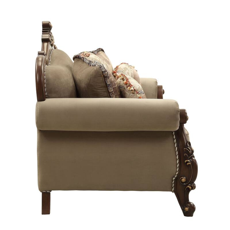 Leith Beige and Walnut Loveseat with Queen Leg