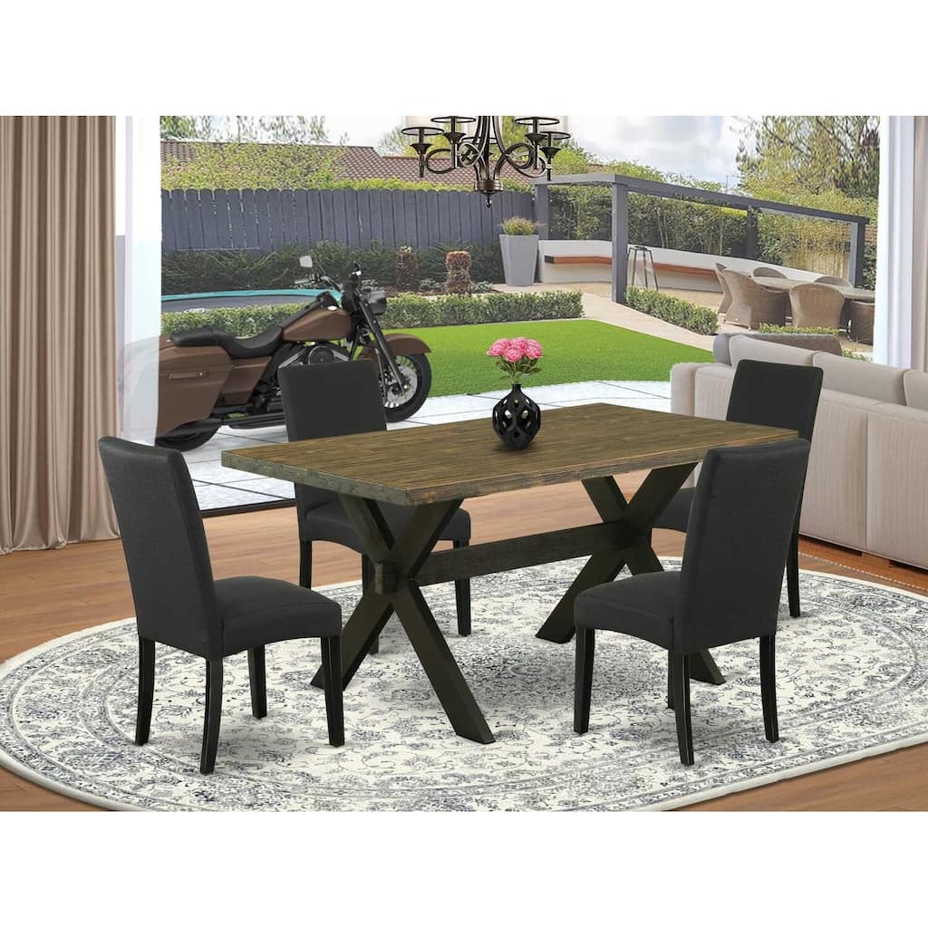 HomeStock 5-Piece Natural Oak Finish Solid Wood Top Dining table with 4 Chairs
