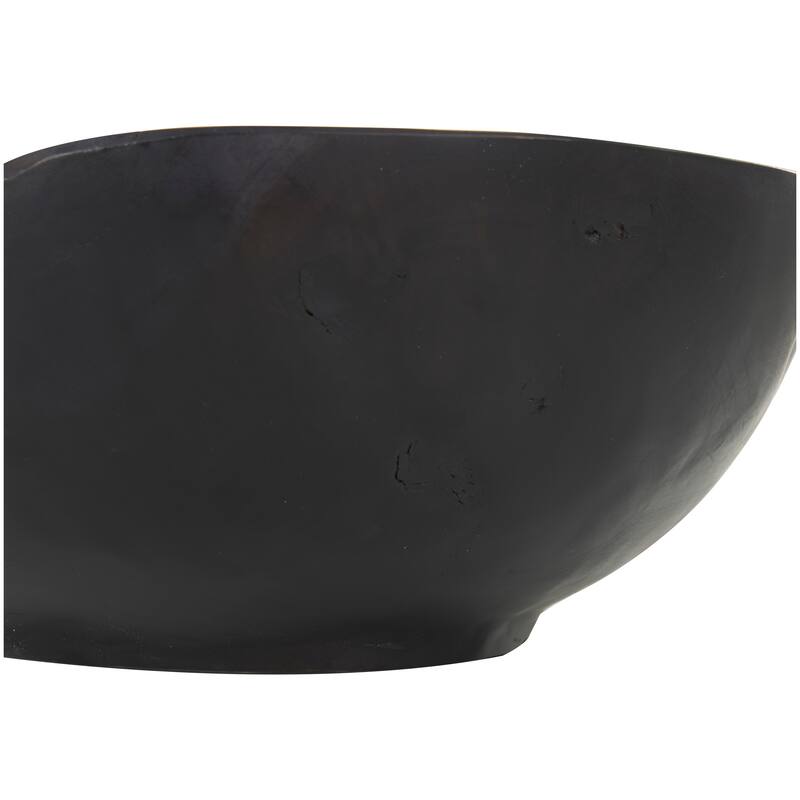 Brown or Black Teak Wood Handmade Decorative Bowl with Natural Grooves